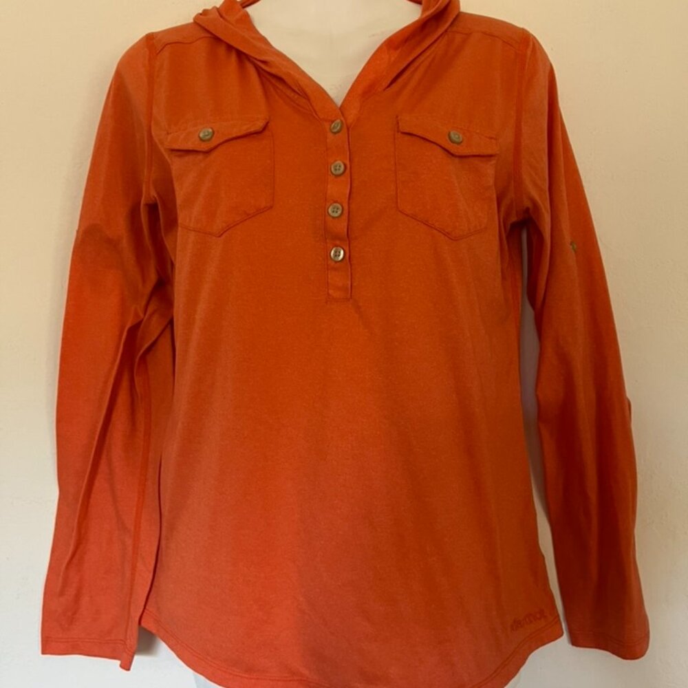 Marmot Hoodie Womens Medium Long Sleeve Lightweight Casual Hood Orange